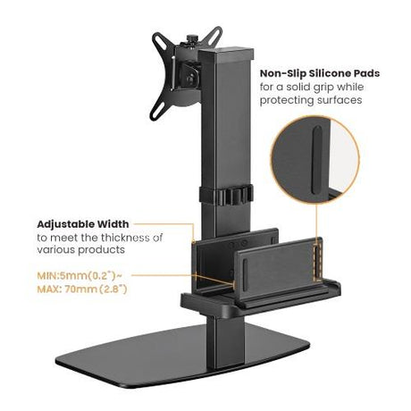 Brateck Vertical Lift Monitor Stand With Thin Client CPU Mount Fit Most 17"-32"