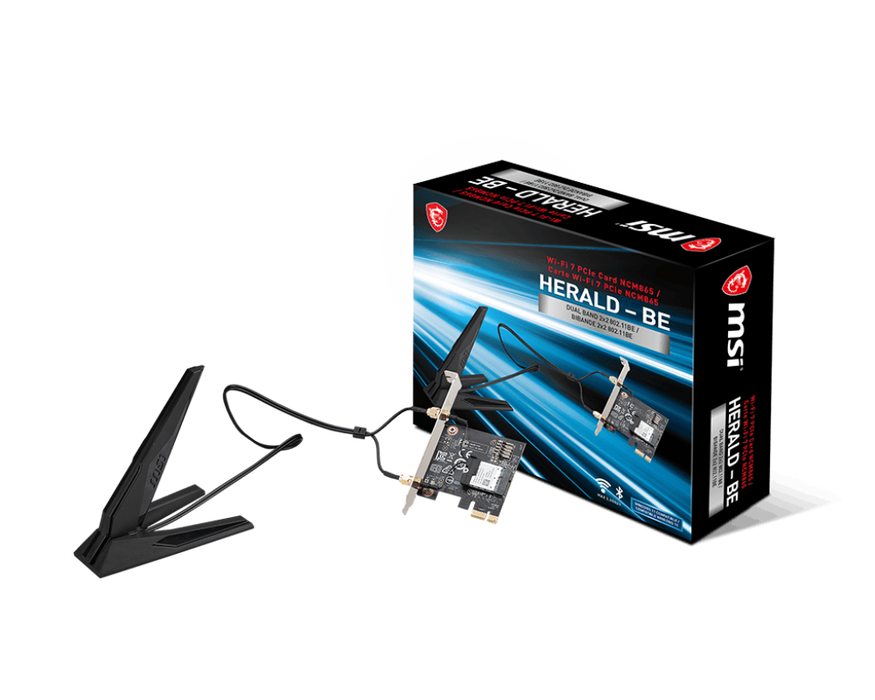 MSI HERALD BE NCM865 Wireless PCIe Adapter, Wi-Fi 7