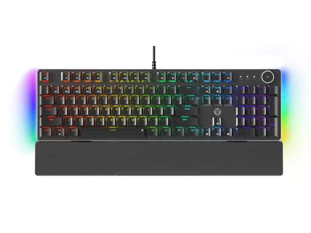 Fantech MAXPOWER II Wired Hot-Swap RGB Backlight Speed Grey Switch Mechanical Keyboard - Black Wrist Rest
