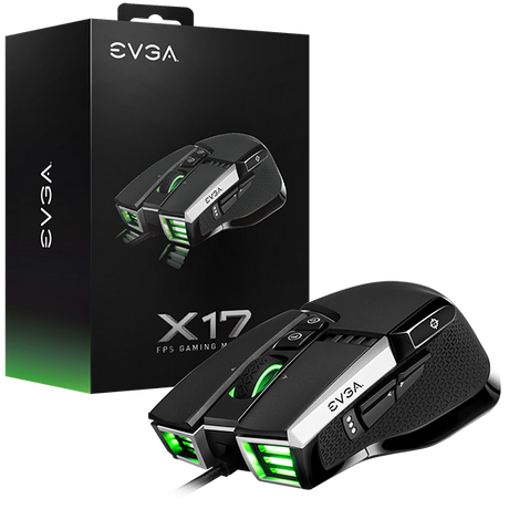 EVGA X17 Gaming Mouse, 8k, Wired, Black, Customizable - Electronics > Electronics Accessories > Computer Components > Input Devices > Mice & Trackballs from EVGA