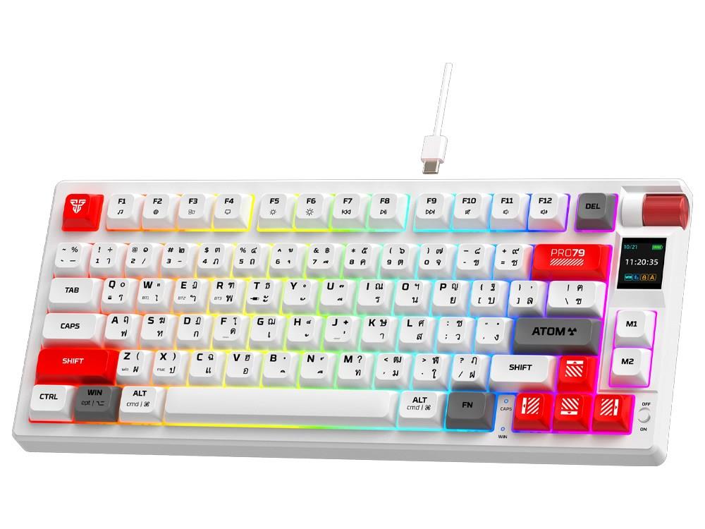 Fantech MK917 Atom Pro 75% Hot-Swap Display Screen Wireless Red Switch Mechanical White Keyboard