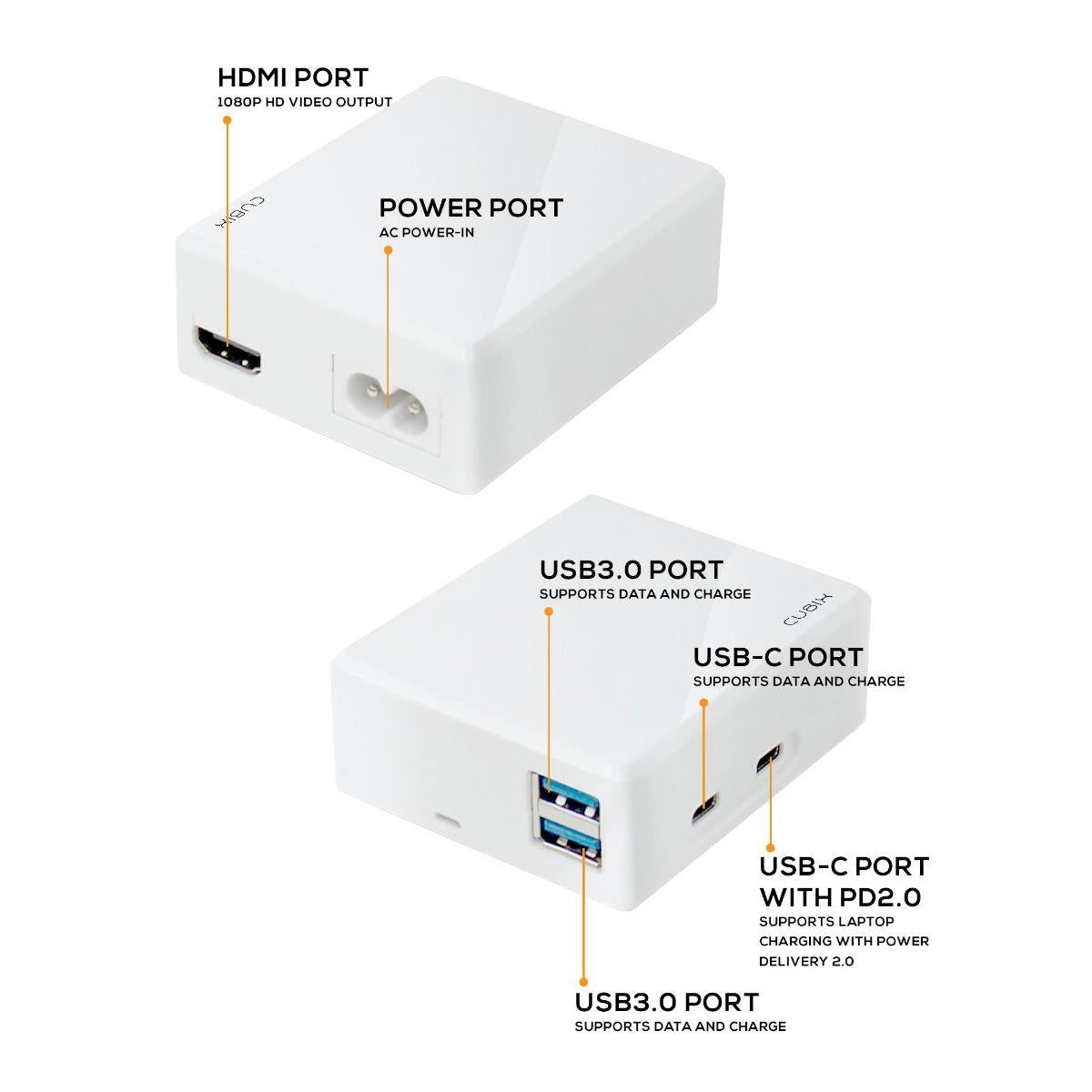 MBeat Cubix Portable USB-C Docking Station With Built-in Power