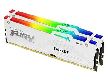 Kingston Fury Beast DDR5 RGB 64GB (2 x 32GB) 6000MT/s CL36 EXPO/XMP RAM - White by Kingston