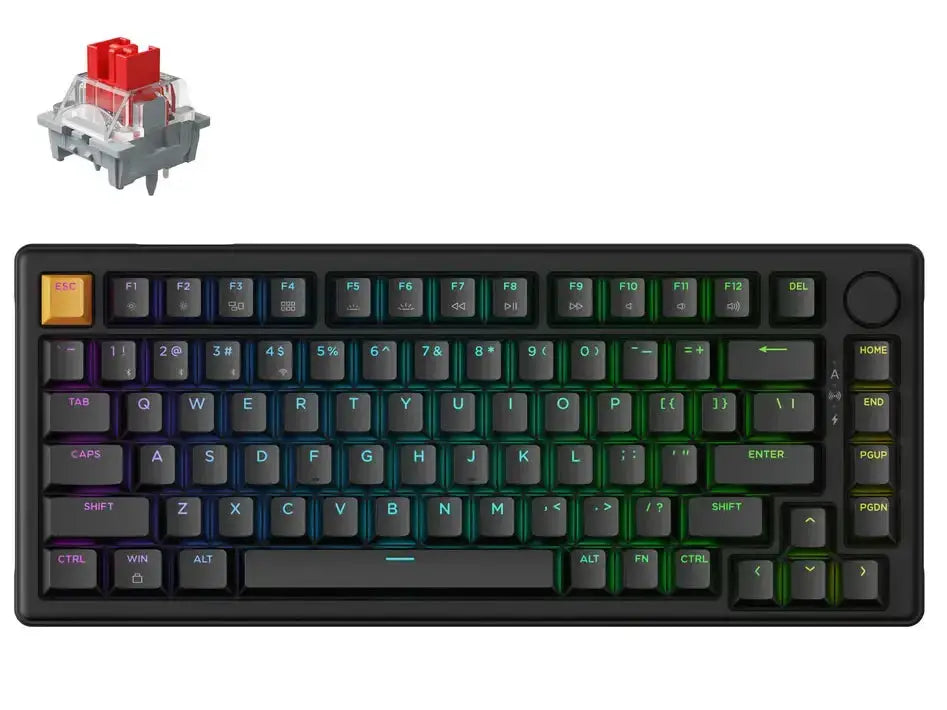 Keychron J2 QMK Wireless RGB Hot-Swap Apex Red Switch Mechanical Keyboard - Black by Keychron