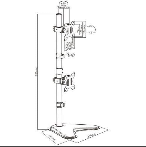 Brateck Dual Screens Economical Double Joint Articulating Steel Monitor Stand