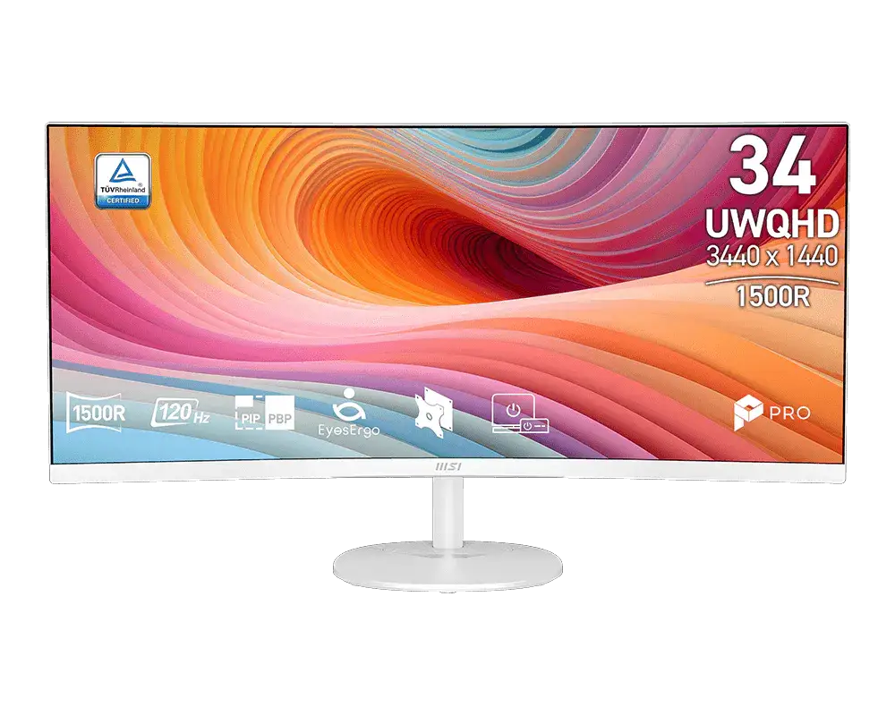 MSI Pro MP341CQW 34in Ultra-wide QHD VA 120Hz Curved Business Monitor - White by MSI