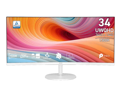 MSI Pro MP341CQW 34in Ultra-wide QHD VA 120Hz Curved Business Monitor - White by MSI