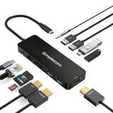 Simplecom CHT812 12-in-1 USB-C 4K Triple Display MST Docking Station with Dual HDMI DP by Simplecom