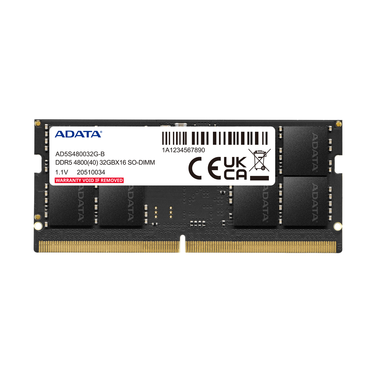 ADATA 32GB DDR5-4800 SODIMM MEMORY AD5S480032G-S