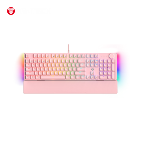 Fantech MAXPOWER II Wired Hot-Swap RGB Backlight Speed Grey Switch Mechanical Keyboard - Pink Wrist Rest by Fantech