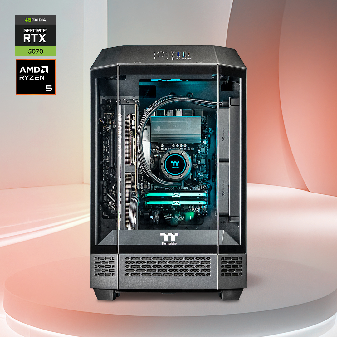 Thermaltake Citadel 300 Pro Desktop PC AMD Ryzen 5 7600 32GB RAM RTX 5070 W11H - Tower 300 Black