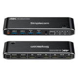 Simplecom KM430 Dual HDMI Monitor KVM Switch for 2 Computers with 4-Port USB Hub 4K@60Hz by Simplecom