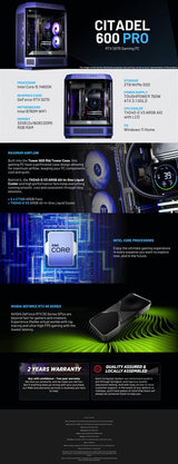 Thermaltake Citadel 600 Pro Desktop PC Intel Core i5-14600KF 32GB RAM RTX 5070 W11H - Tower 600 Future Dusk