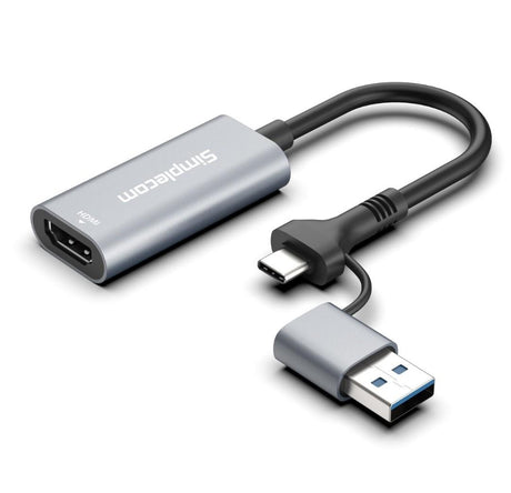 Simplecom DA306C USB 3.0 and USB-C to HDMI Video Card Adapter - Electronics > Electronics Accessories > Cables > Audio & Video Cables from Simplecom