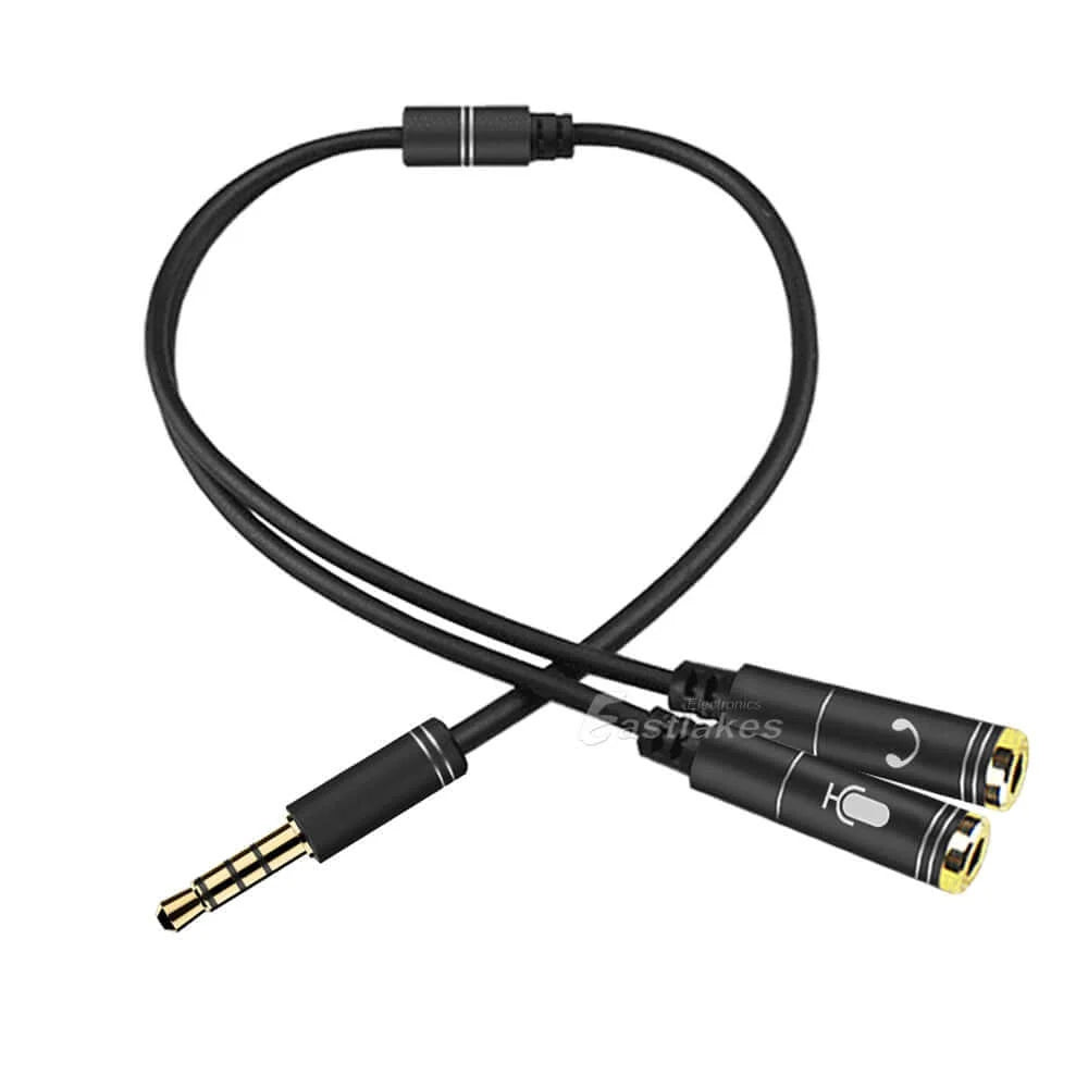 3.5mm Audio Mic Splitter 1xMale To 2xFemale