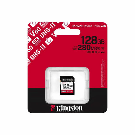 Kingston Canvas React Plus V60 128GB SD memory card by Kingston