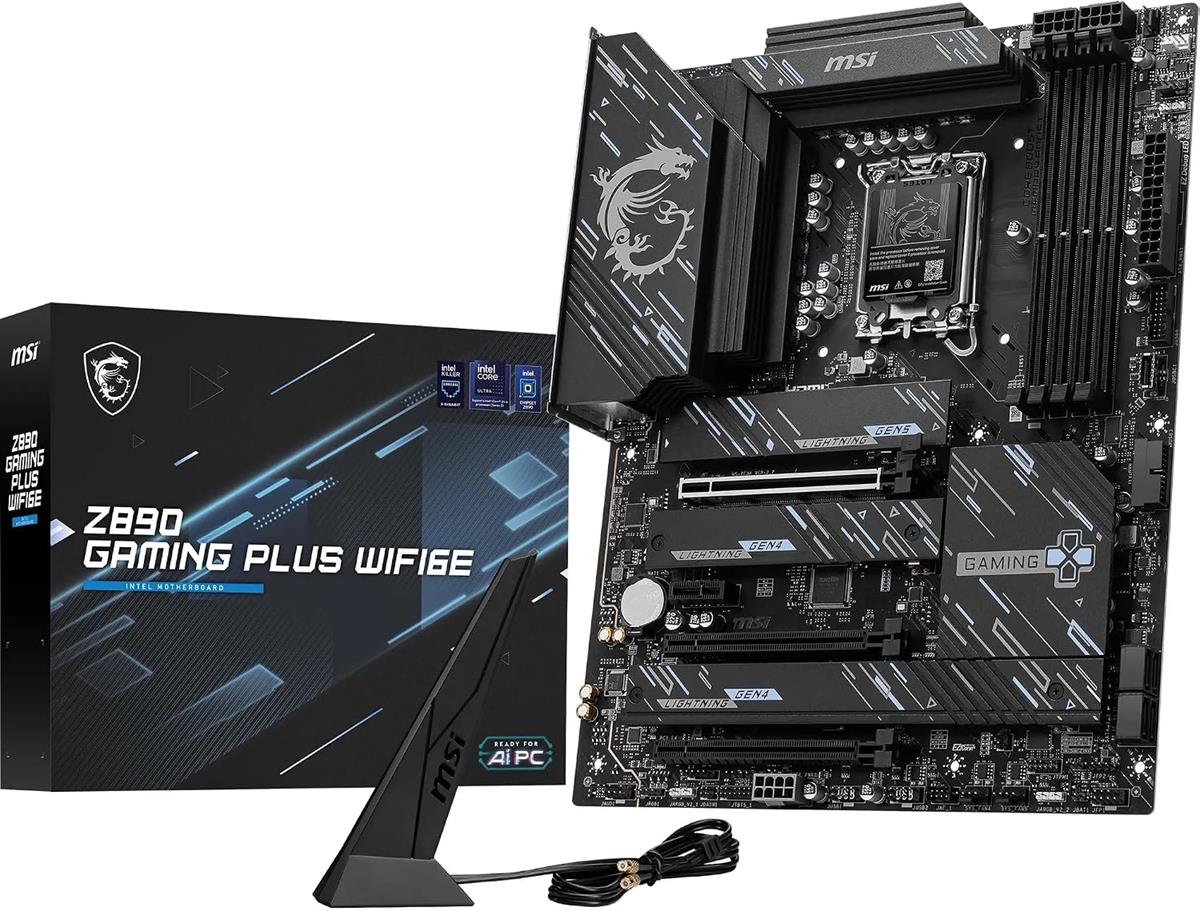 MSI Z890 Gaming Plus WIFI6E Motherboard, ATX-Supports Intel Core Ultra Processors (Series 2), LGA 1851 - DDR5
