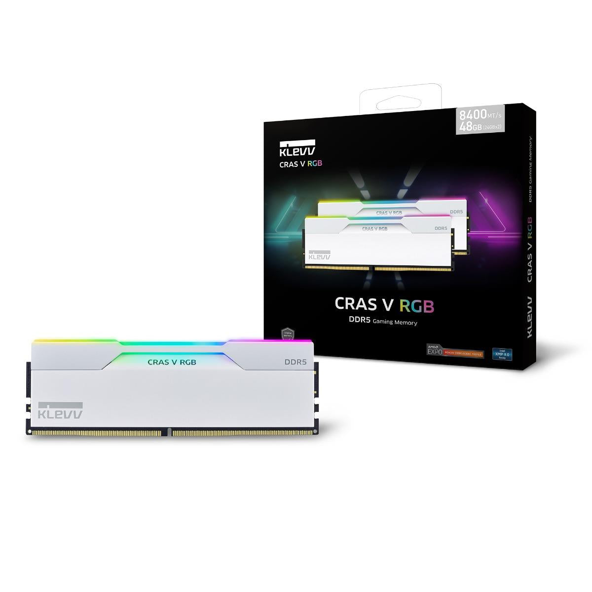 KLEVV CRAS V 48GB Kit RGB DDR5 6000MHz Memory White