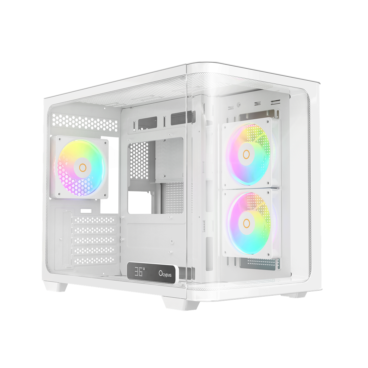 OCYPUS Iota C50 WHITE mATX case curve panel with digital display