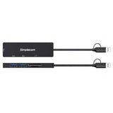 Simplecom CH365C SuperSpeed 3-Port USB Hub with SD MicroSD Card Reader USB-A and USB-C Dual Connector by Simplecom