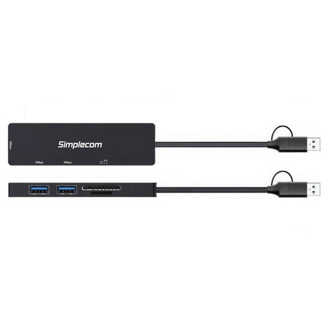 Simplecom CH365C SuperSpeed 3-Port USB Hub with SD MicroSD Card Reader USB-A and USB-C Dual Connector by Simplecom