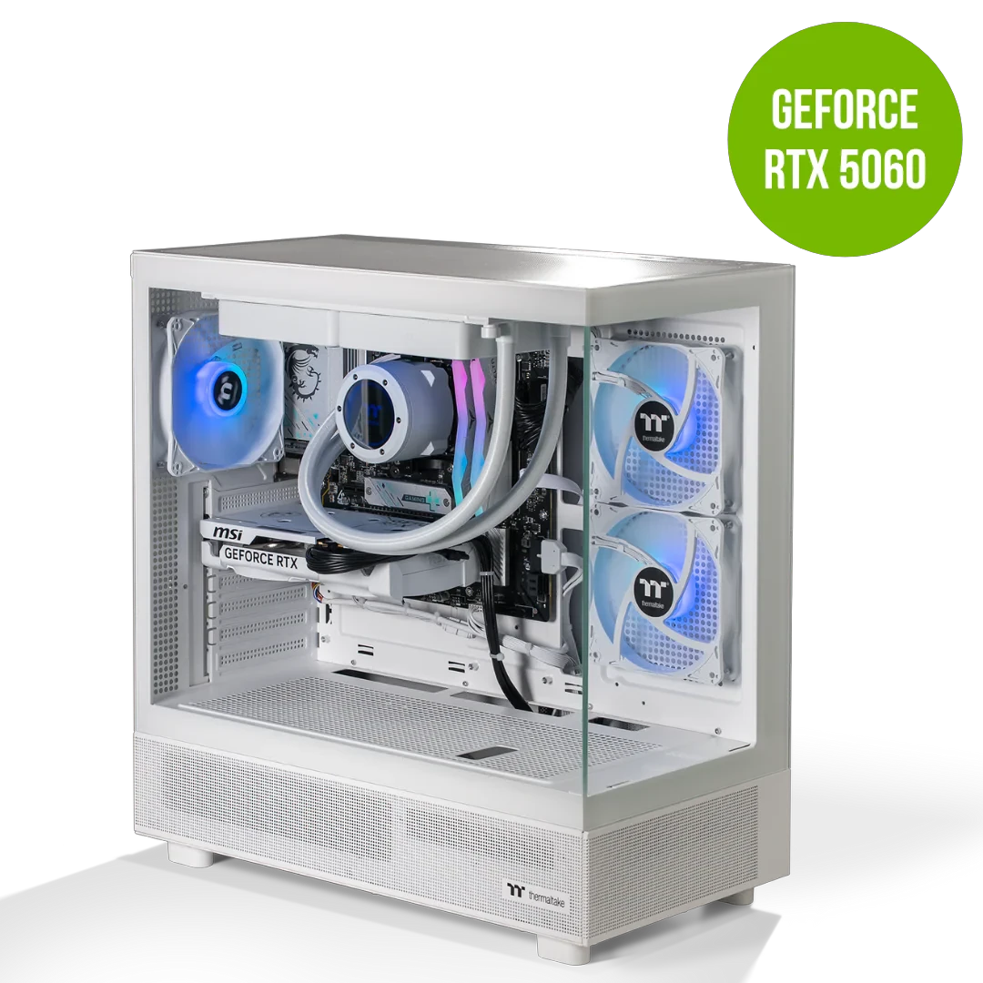 Thermaltake Horizon V2 Ryzen 5 7500F 32GB RTX 5060 1TB SSD 32GB RAM W11H Gaming Desktop PC - Snow by Thermaltake