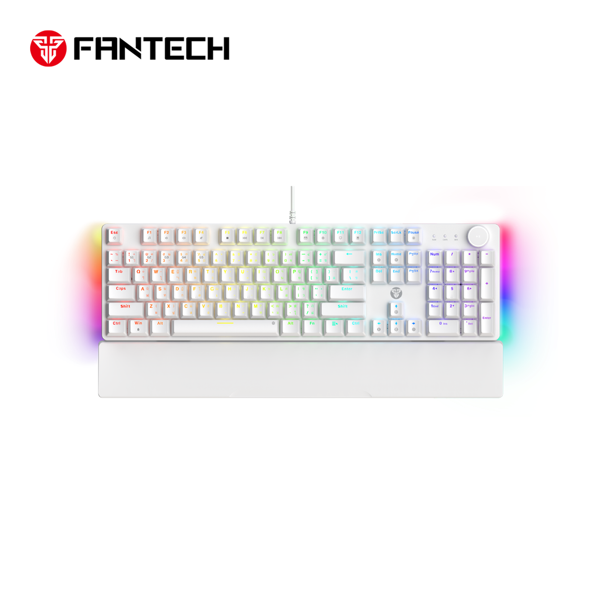 Fantech MAXPOWER II Wired Hot-Swap RGB Backlight Speed Grey Switch Mechanical Keyboard - White Wrist Rest by Fantech