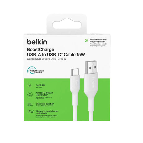 Belkin BoostCharge USB-C to USB-A Cable (1M) - White by Belkin