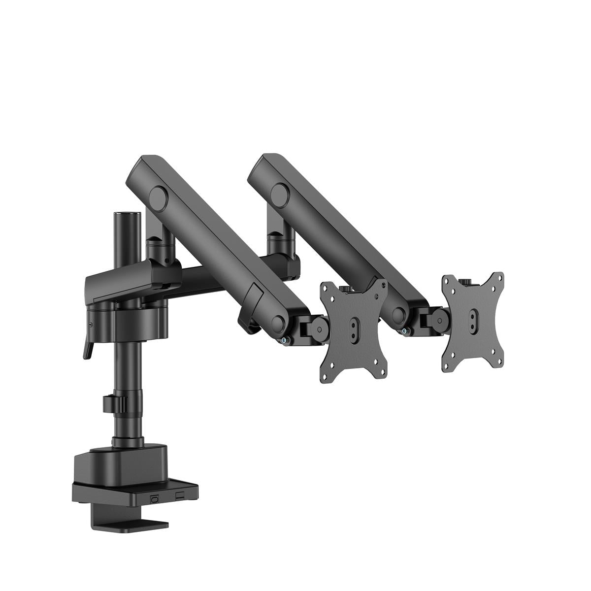 INFINITY Black Dual Screen Pole-Mounted Heavy-Duty Mechanical Spring Monitor Arm