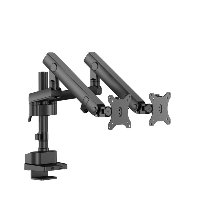 INFINITY Black Dual Screen Pole-Mounted Heavy-Duty Mechanical Spring Monitor Arm