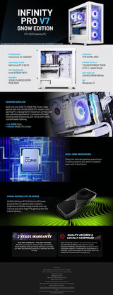 Thermaltake Infinity PRO V7 Desktop PC Intel Core i5-14600KF 32GB RAM RTX 5070 Windows - V350 Snow Edition