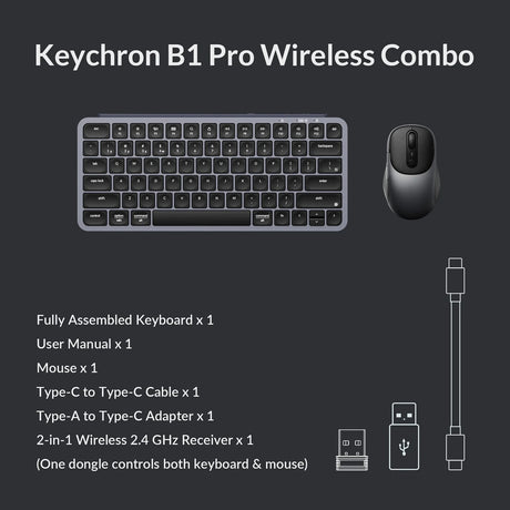 Keychron B1 Pro Keyboard and BM24 Mouse Wireless Combo