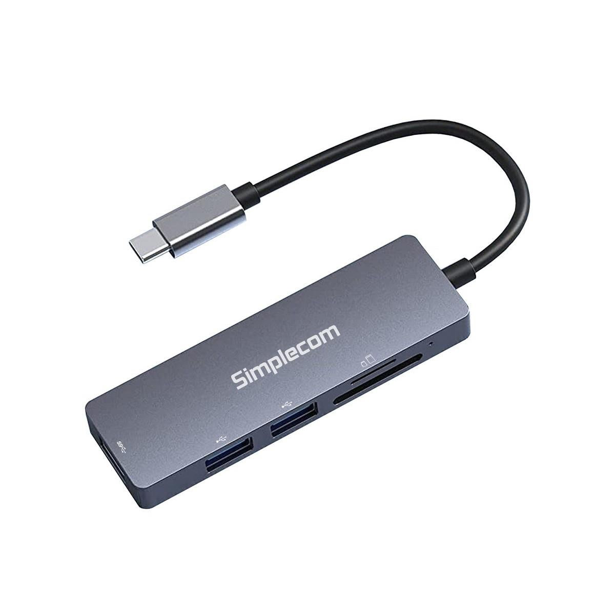 Simplecom CH255 USB-C 5-in-1 3-Port USB-A Hub with SD MicroSD Card Reader