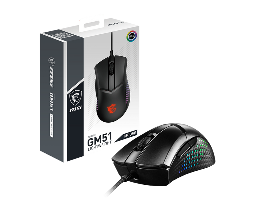 MSI CLUTCH GM51 LIGHTWEIGHT Wired Gaming Mouse, Black