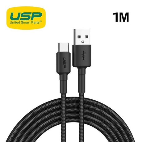 USP BoostUp Braided USB-C to USB-A Cable (1M) Black by USP