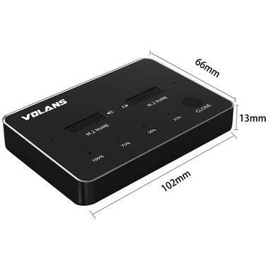 2 Bay Volans VL-UCM2DS Aluminium USB-C M.2 PCIe Docking Station With Clone - IT Warehouse