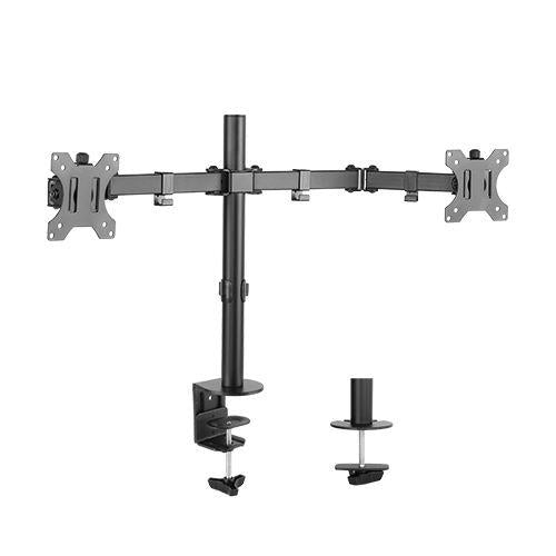 Brateck Dual Screens Economical Double Joint Articulating Steel Monitor Arm Fit Most 13in-32in Monitors
