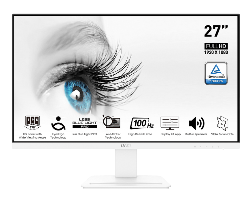 MSI PRO MP273AW 27” FHD IPS 100Hz 1ms Business Monitor - White