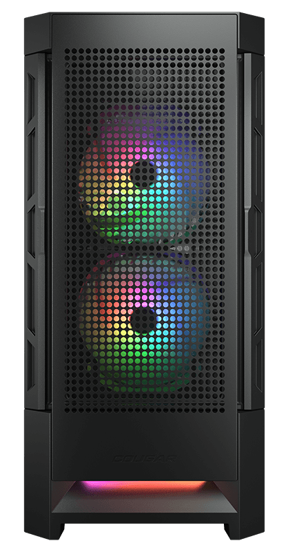 Cougar AIRFACE RGB BLACK TG midi tower 2x 140mm & 1x 120mm ARGB Fan, 1x LED strip