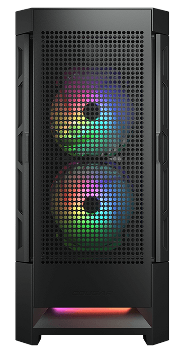 Cougar AIRFACE RGB BLACK TG midi tower 2x 140mm & 1x 120mm ARGB Fan, 1x LED strip
