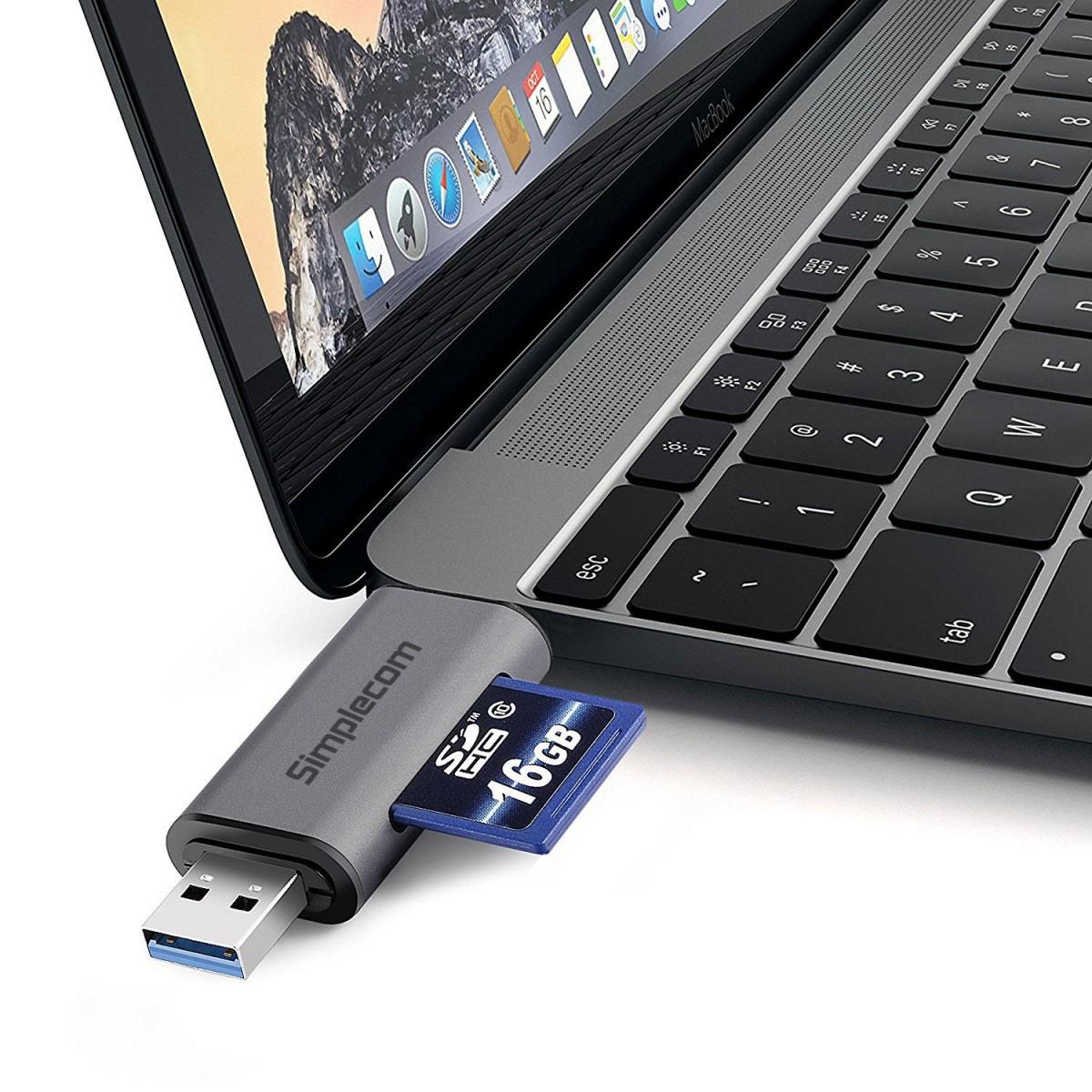 Simplecom CR402 SuperSpeed USB-C and USB-A SD/MicroSD Card Reader