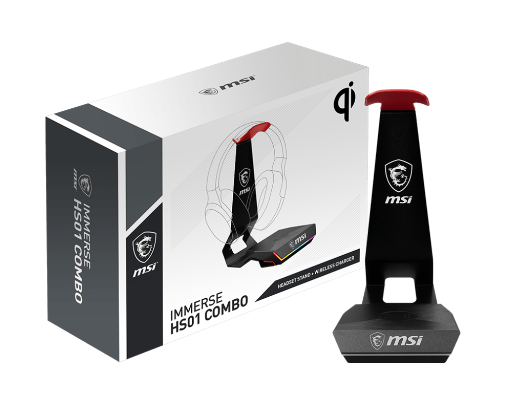 MSI HS01 Combo Headset Stand with Wireless Qi Charging