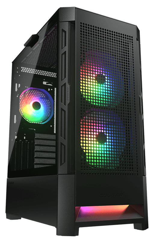 Cougar AIRFACE RGB BLACK TG midi tower 2x 140mm & 1x 120mm ARGB Fan, 1x LED strip