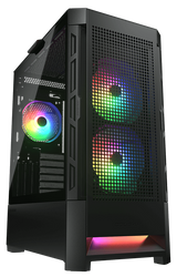 Cougar AIRFACE RGB BLACK TG midi tower 2x 140mm & 1x 120mm ARGB Fan, 1x LED strip