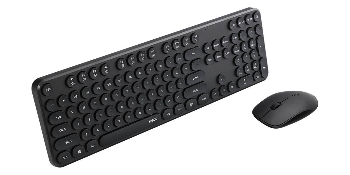 RAPOO Wireless Optical Mouse & Keyboard Black