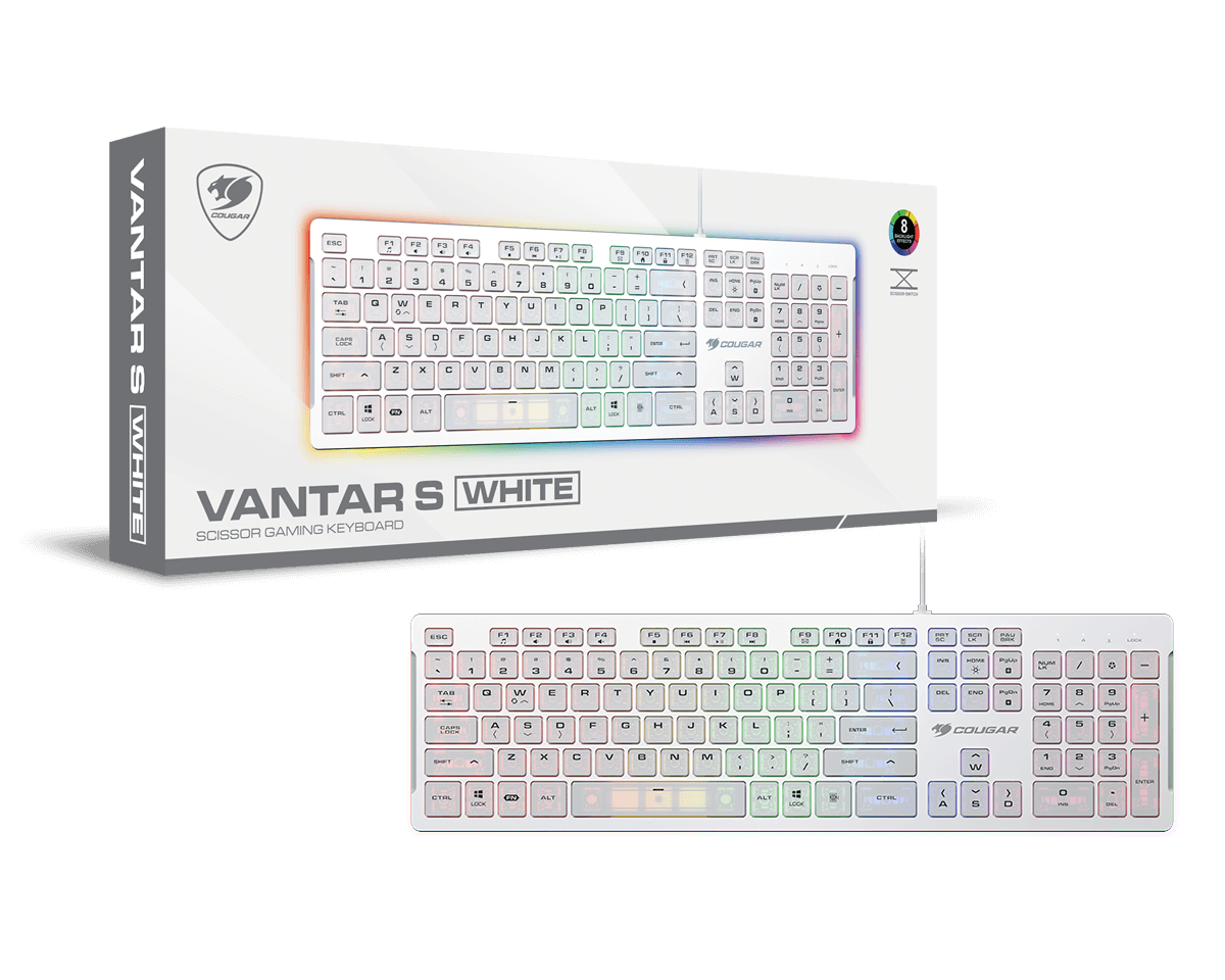 Cougar Vantar S WHITE RGB LP Scissor switch Gaming Keyboard