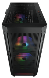 Cougar AIRFACE RGB BLACK TG midi tower 2x 140mm & 1x 120mm ARGB Fan, 1x LED strip