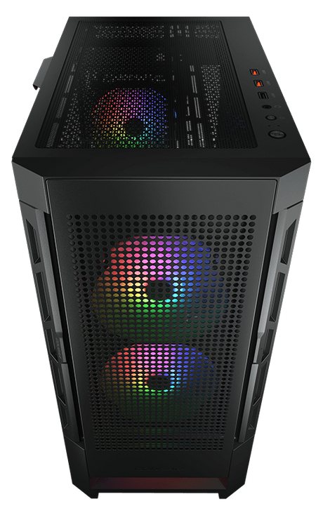 Cougar AIRFACE RGB BLACK TG midi tower 2x 140mm & 1x 120mm ARGB Fan, 1x LED strip