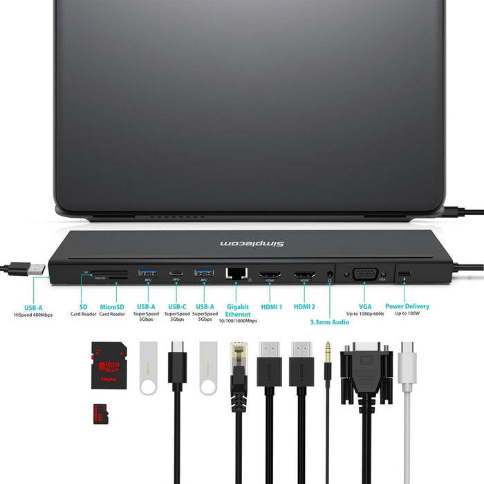 Simplecom CHN622 USB-C 12-in-1 Multiport Docking Station