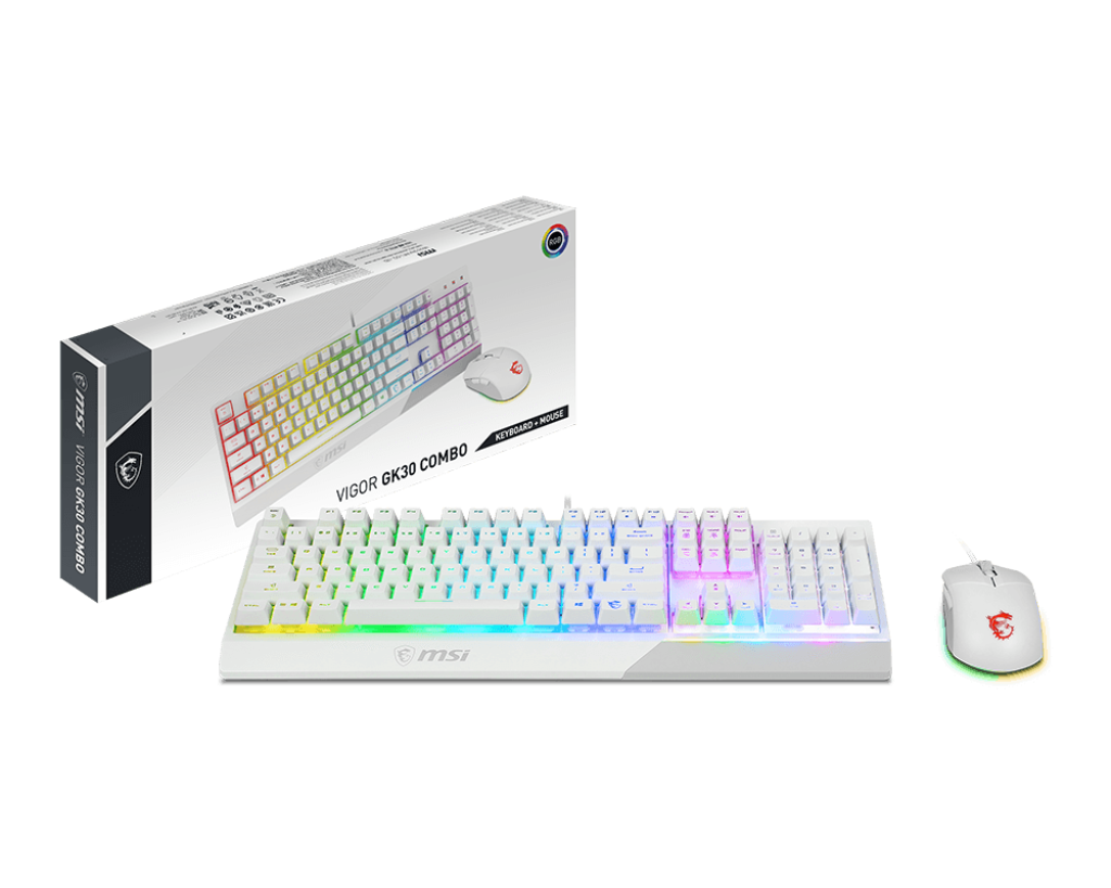 MSI Vigor GK30 RGB Gaming Keyboard and Mouse White by MSI